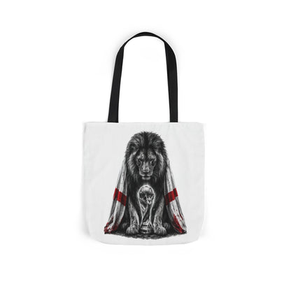 England Lion Guardian Canvas Tote — Protective Lion & Cub Illustration Tote Bag