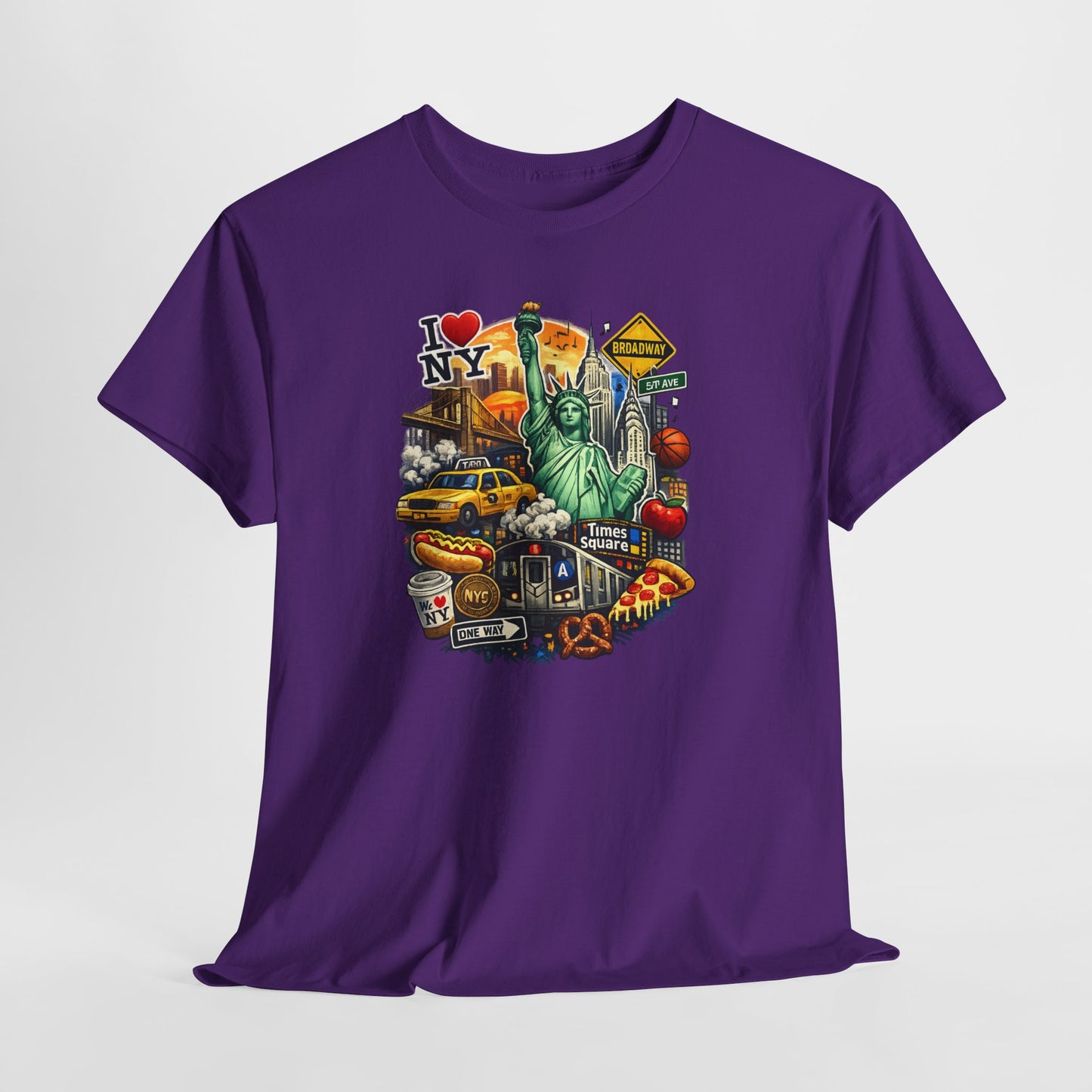 New York City Icons T-Shirt — Statue of Liberty, Taxi & I  NY Collage Tee