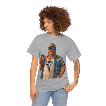 Florida Man Graphic Tee — Funny Vacation Shirt with Hawaiian Shirt Design