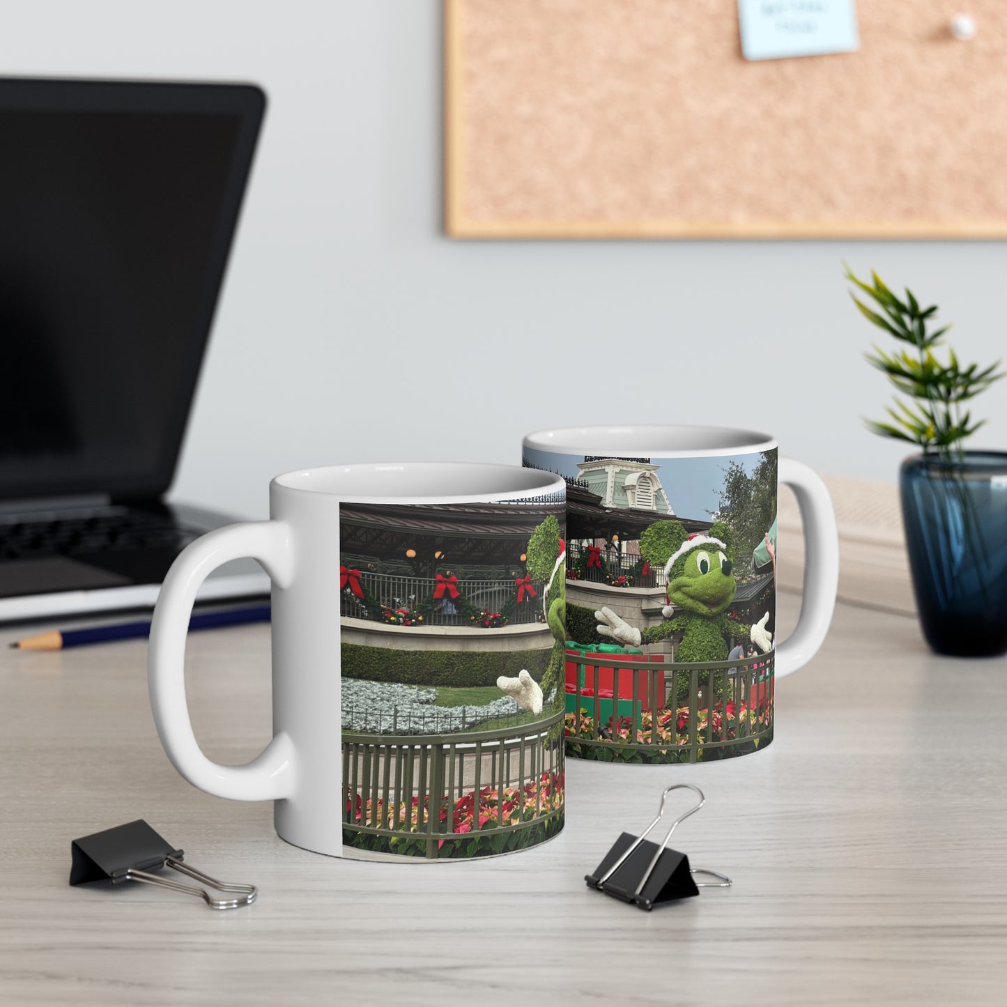 Christmas Topiary Mickey Ceramic Coffee Mug — Holiday Disney Park Souvenir (11oz/15oz)
