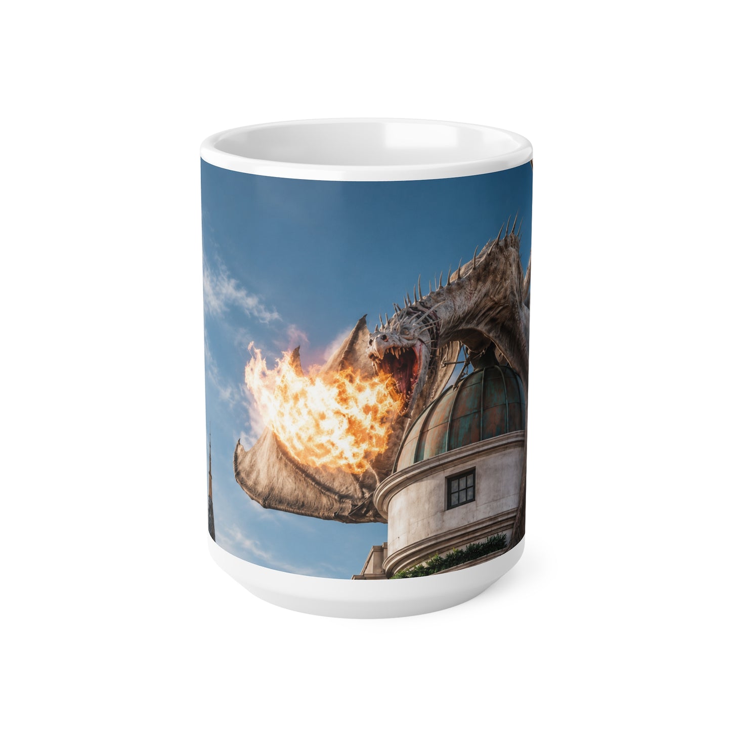 Harry Potter Dragon Fire Ceramic Mug — Fantasy Castle Scene Coffee Cup (11oz/15oz)