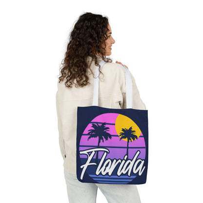 Florida Sunset Palm Tote Bag — Retro Beach Canvas Tote