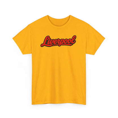 Liverpool Script T-Shirt — Retro Red Script Football Fan Tee