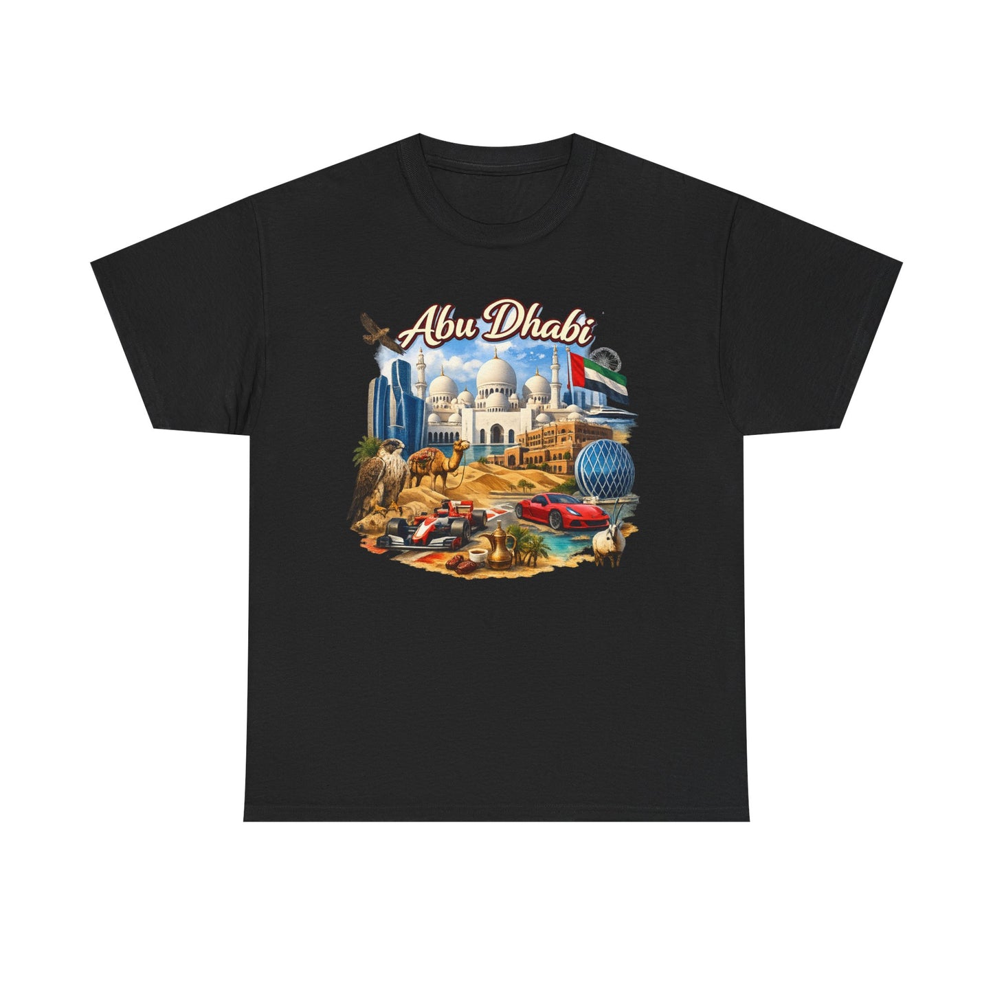 Abu Dhabi Landmark Collage T-Shirt — UAE Travel Souvenir Tee