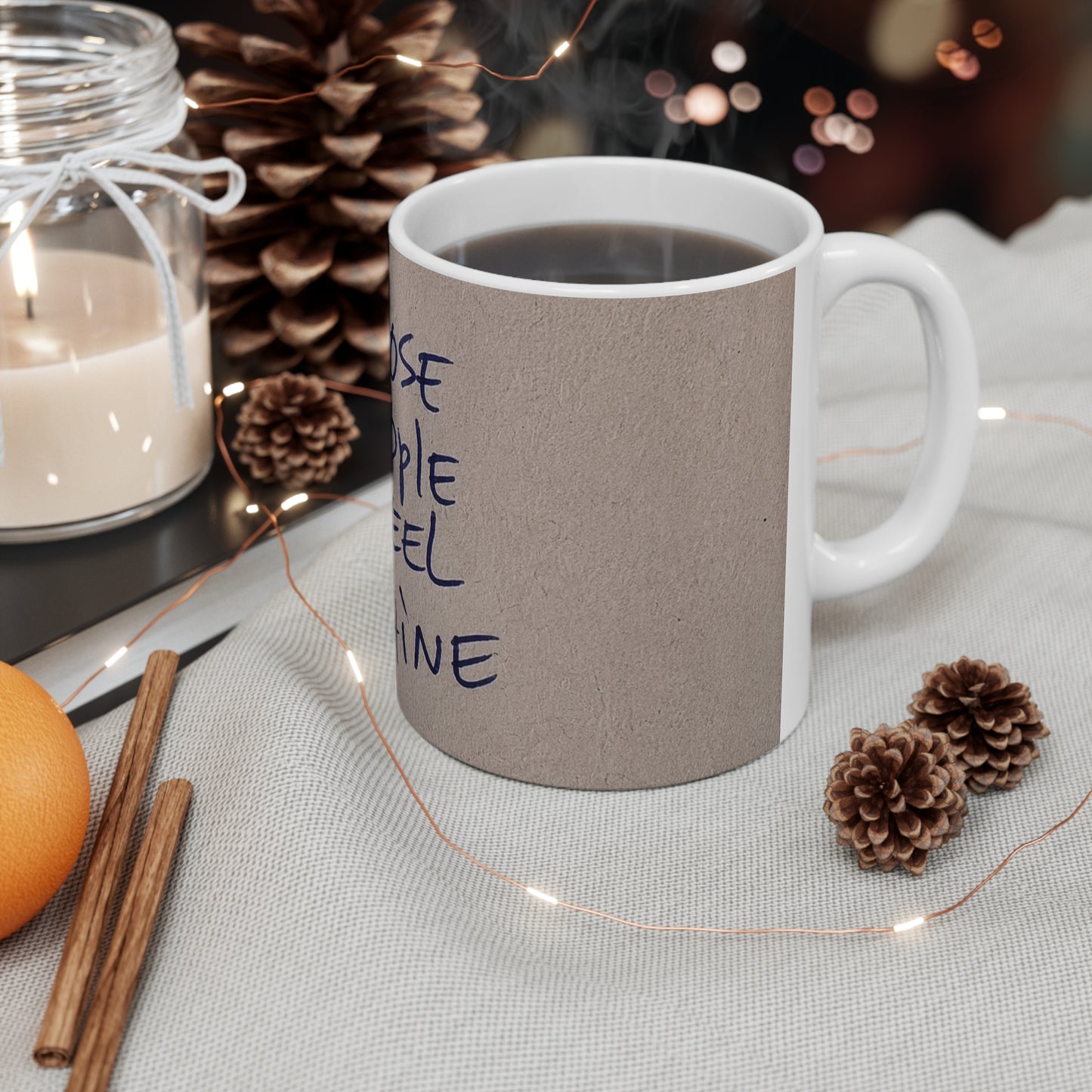 Inspirational Quote Mug — “Stay Close to People Who Feel Like Sunshine” Ceramic Coffee Cup