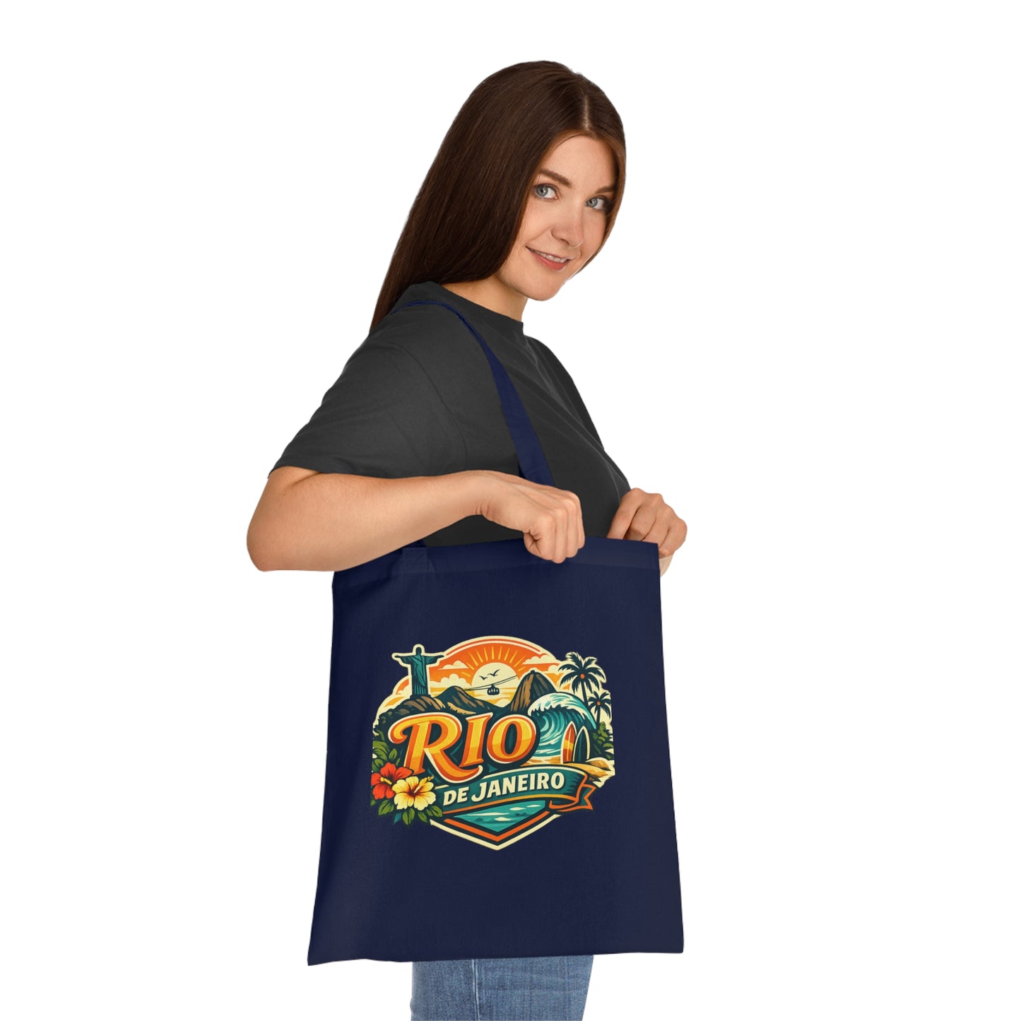 Rio de Janeiro / West Palm Beach Beach Tote — Retro Tropical Cotton Tote Bag