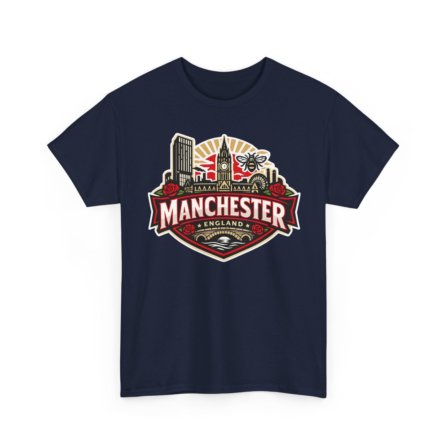 Manchester England Skyline T-Shirt — Vintage City Crest Tee
