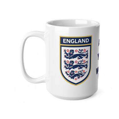 England Football Crest Mug — “And After All You’re My Wonderwall” Ceramic Coffee Cup (11oz & 15oz)