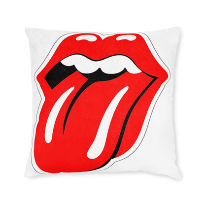 Rock Band Tongue Square Pillow – Retro Music Logo Throw Cushion