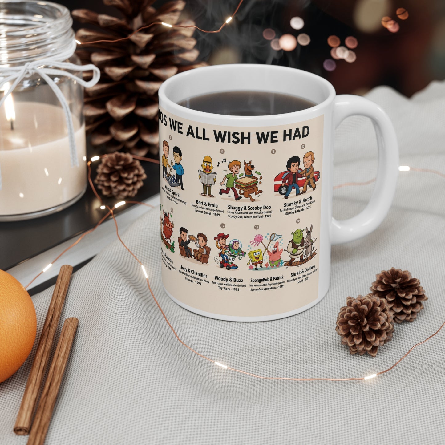 Best Friend Duos Coffee Mug — Vintage Club Championship Medal Design (11oz & 15oz)