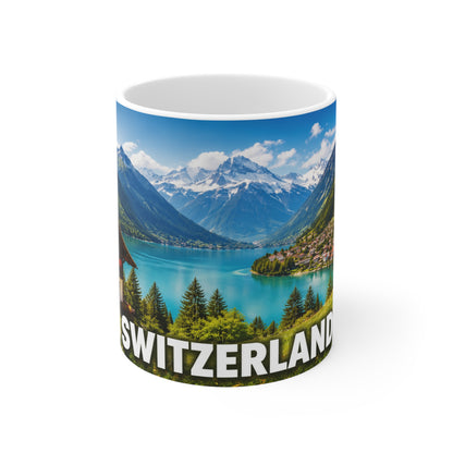 Switzerland Scenic Coffee Mug — Alpine Lake & Chalet 11oz/15oz