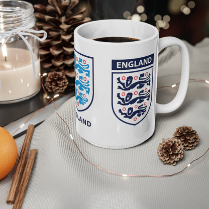 England Three Lions Ceramic Coffee Mug — 11oz & 15oz Football Fan Gift
