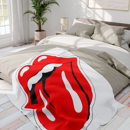 Rolling Stones Tongue Arctic Fleece Blanket – Retro Rock Band Logo Throw