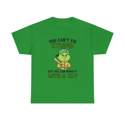 Funny Carpenter T‑Shirt — "You Can't Fix Stupid But You Can Numb It With a 2x4"
