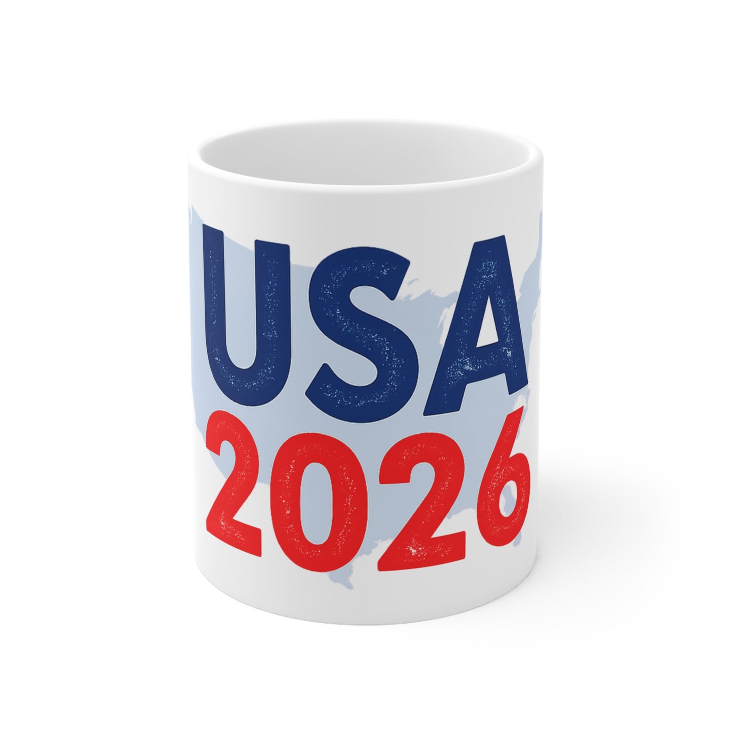 USA 2026 Ceramic Coffee Mug — Patriotic Red & Blue 11oz/15oz