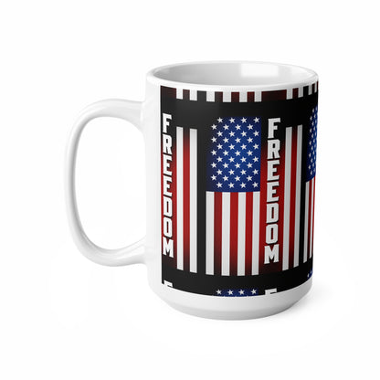 USA Freedom Flag Ceramic Mug — Patriotic USA Coffee Cup (11oz & 15oz)