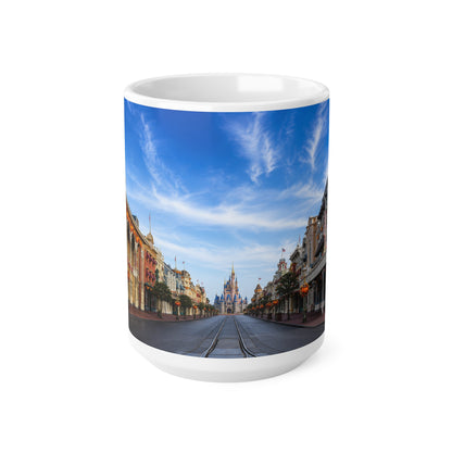 WDW Theme Park Main Street USA Ceramic Mug — Scenic Castle Morning Coffee Cup (11oz, 15oz)