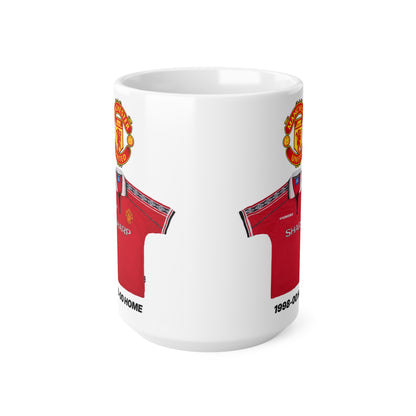 Manchester United Retro 1998-00 Home Jersey Mug — Ceramic Coffee Cup (11oz & 15oz)