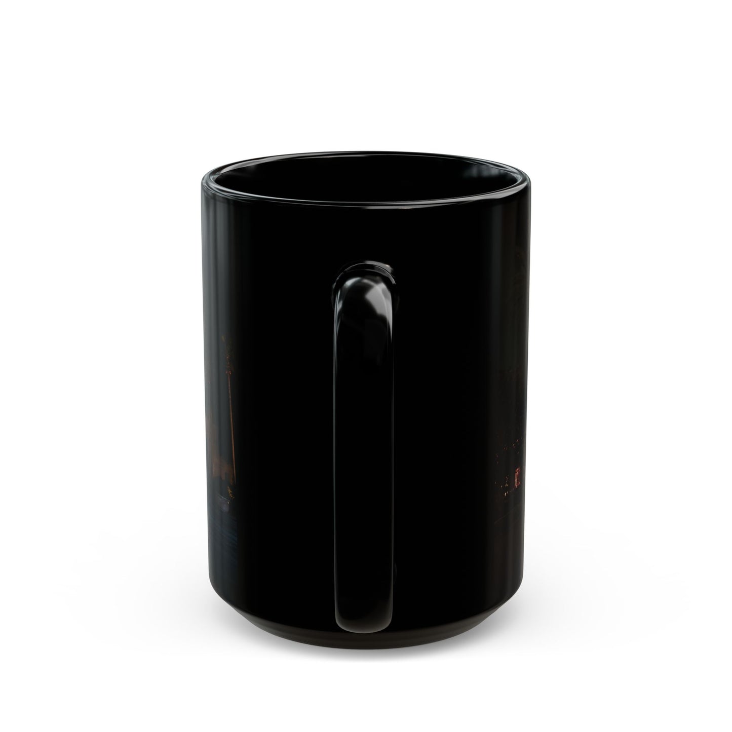 Universal HHN Black Ceramic Mug — Nighttime Theme Park Arch Photo (11oz & 15oz)