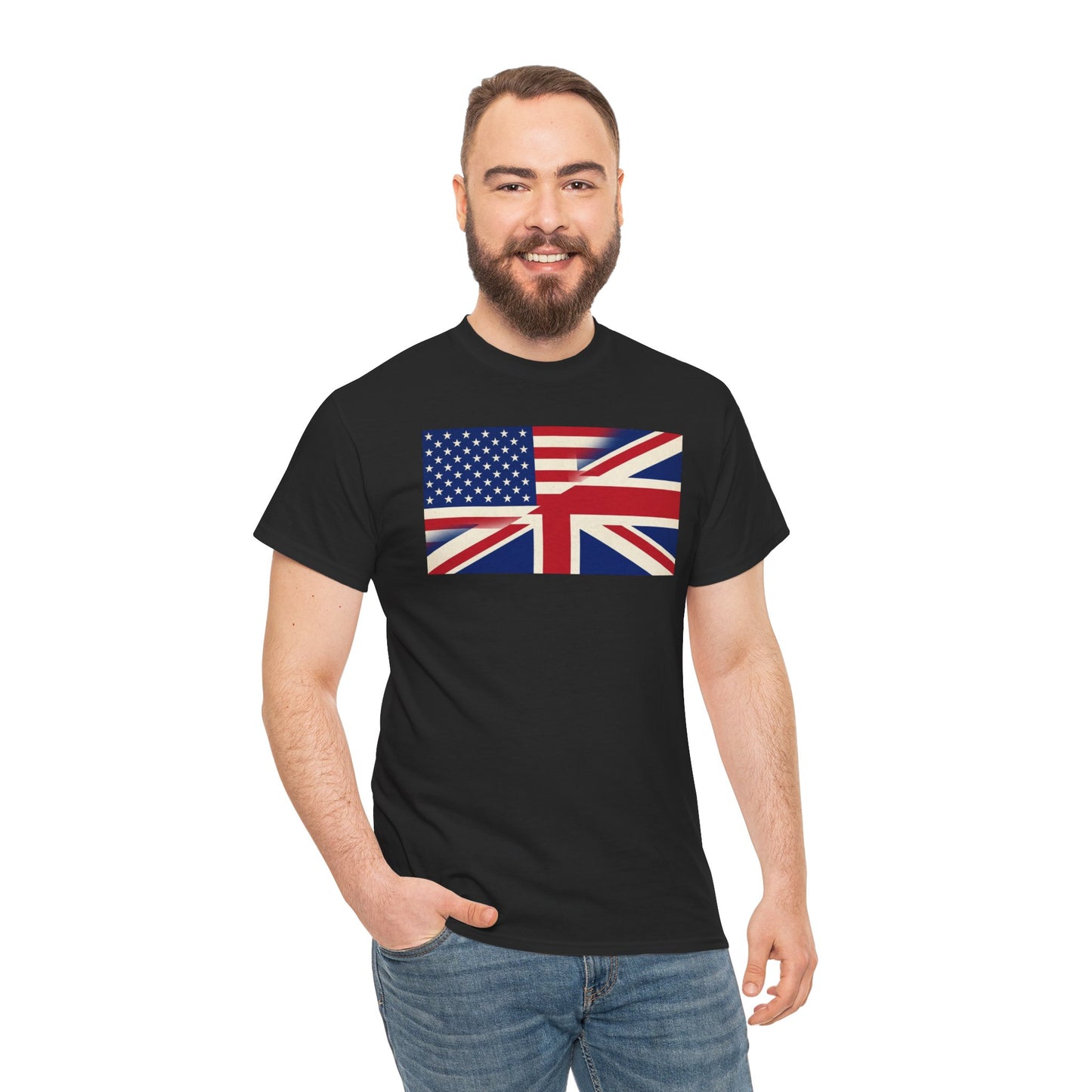 USA-UK Flag Graphic Tee — American British Union Jack Mashup T-Shirt