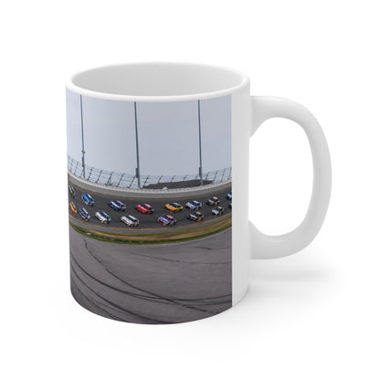 Daytona Raceway Photo Mug — Presidential Motorcade & NASCAR Racing Ceramic Coffee Cup (11oz, 15oz)