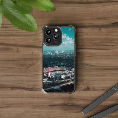 Tampa Bay Raymond James Stadium Clear Phone Case — Aerial City Stadium Design