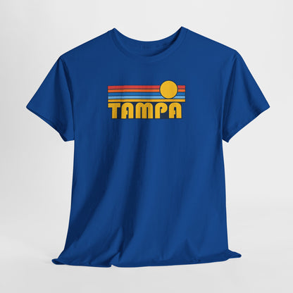Tampa Retro Sunset T-Shirt — Vintage 70s Striped Beach Tee