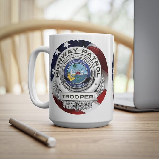 Highway Patrol Trooper Badge Coffee Mug – Florida Flag Ceramic 11oz/15oz