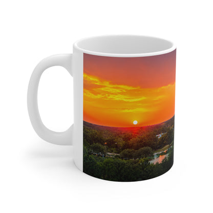 Sunset over Magic Kingdom Landscape Ceramic Mug — 11oz & 15oz Scenic Coffee Cup