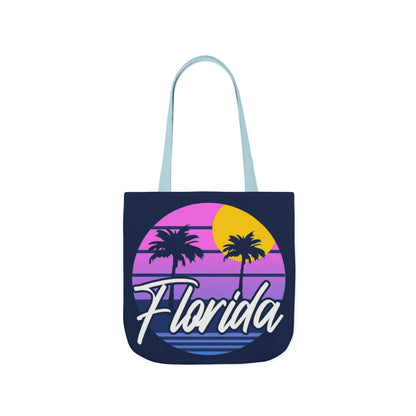 Florida Sunset Palm Tote Bag — Retro Beach Canvas Tote