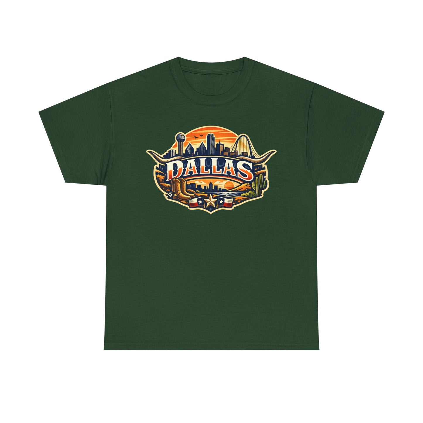 Dallas Skyline Retro Tee — Vintage Cityscape T‑Shirt with 'Dallas' Graphic
