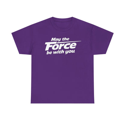 "May the Force Be With You" Retro Embossed Graphic T‑Shirt —