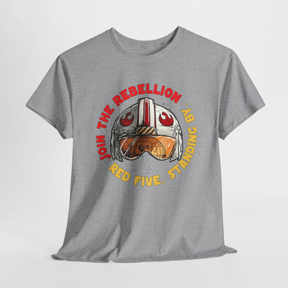 Rebel Pilot T-Shirt — "Join the Rebellion, Red Five" Vintage Helmet Design