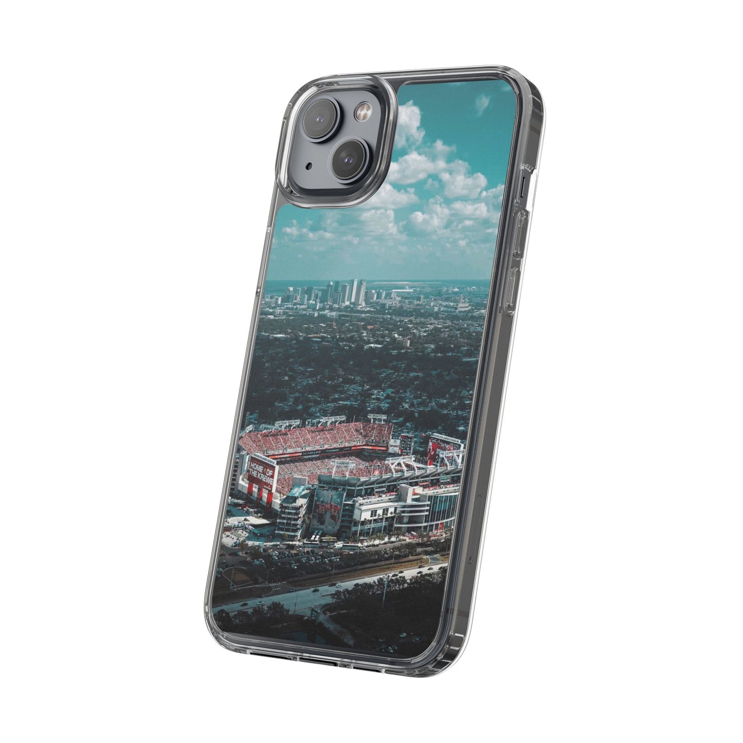 Tampa Bay Raymond James Stadium Clear Phone Case — Aerial City Stadium Design