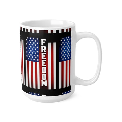USA Freedom Flag Ceramic Mug — Patriotic USA Coffee Cup (11oz & 15oz)