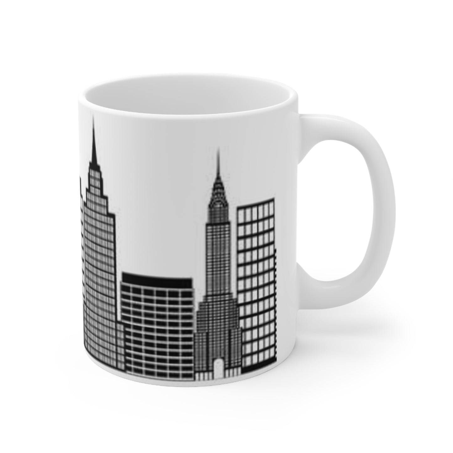 New York City Skyline Ceramic Mug — Black & White New York Statue of Liberty Coffee Cup (11oz, 15oz)