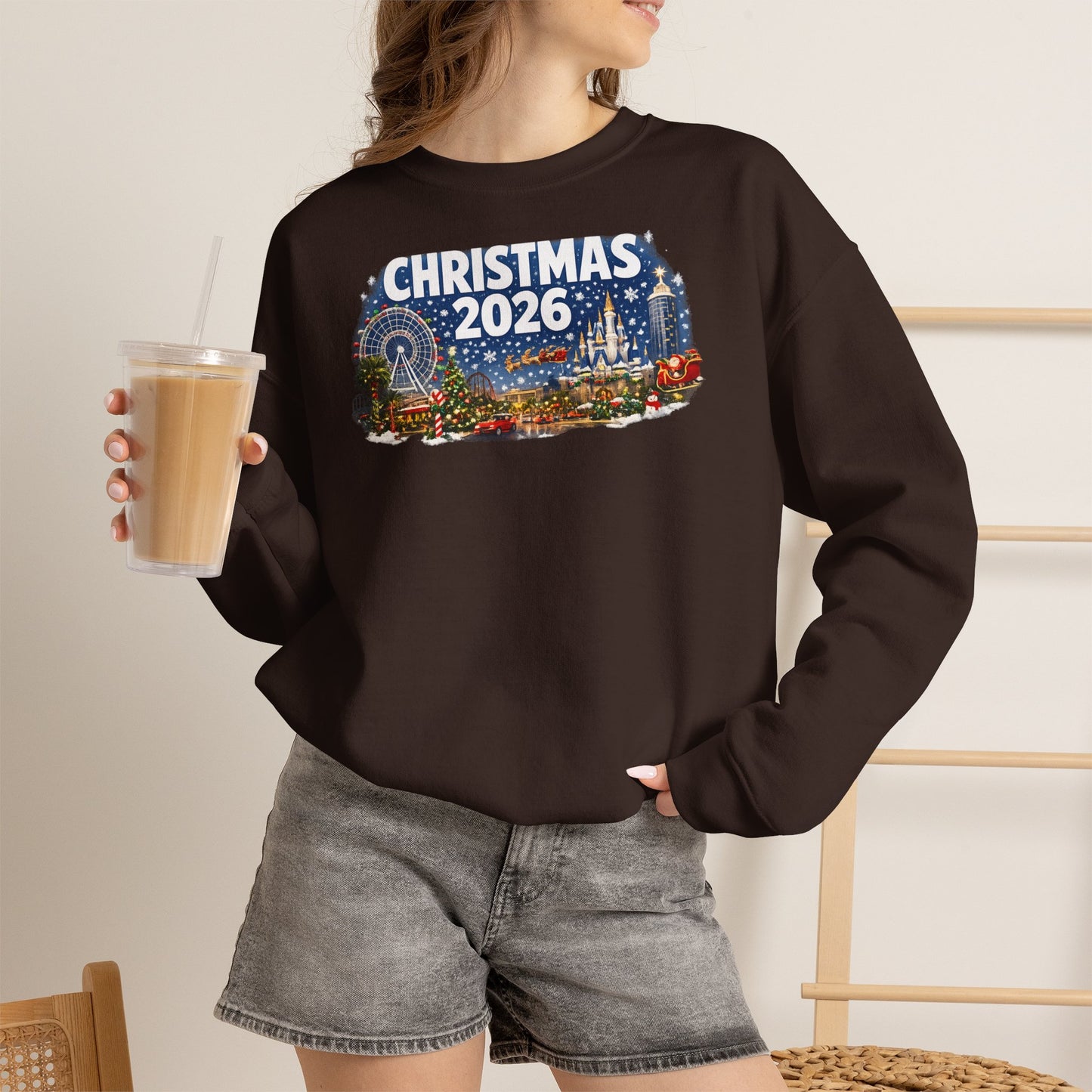 Christmas 2026 Holiday Sweatshirt – Festive Winter Cityscape Crewneck