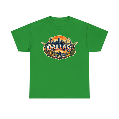Dallas Skyline Retro Tee — Vintage Cityscape T‑Shirt with 'Dallas' Graphic