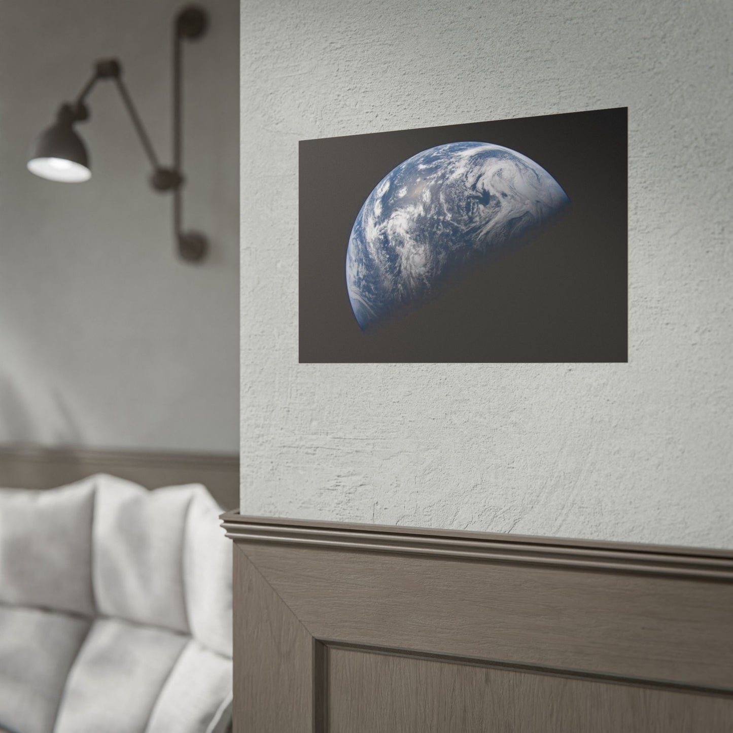 Earth from Space Poster — Atmospheric Blue Planet Photography Wall Art