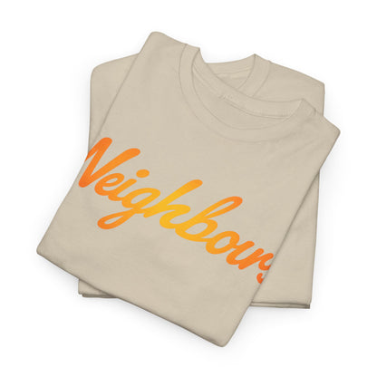 Neighbours Script T‑Shirt — Retro Orange Neighborhood Tee