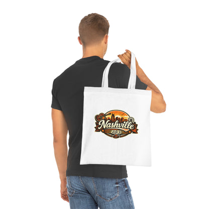 Nashville Retro Badge Tote Bag — Music City Souvenir Cotton Tote