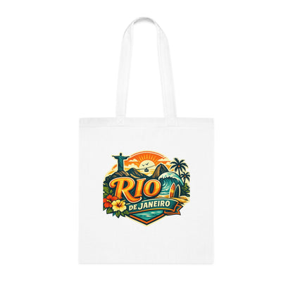 Rio de Janeiro / West Palm Beach Beach Tote — Retro Tropical Cotton Tote Bag