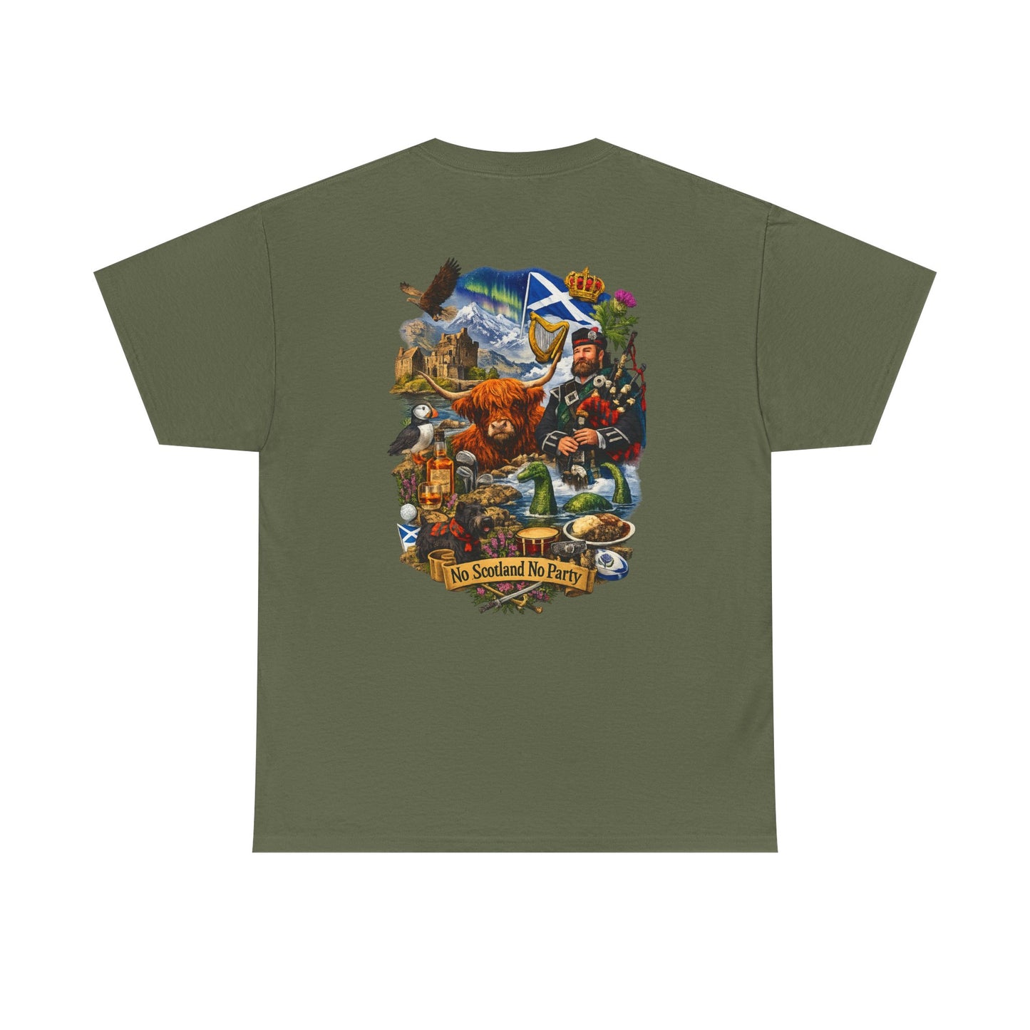 Scotland Collage T-Shirt — "No Scotland No Party" Scottish Heritage Tee