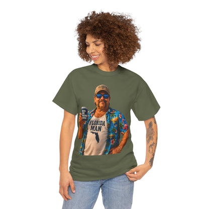 Florida Man Graphic Tee — Funny Vacation Shirt with Hawaiian Shirt Design