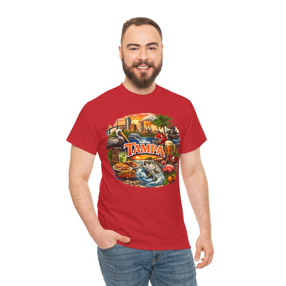 Tampa Florida Retro Scenic Tee — Vintage Beach, Skyline & Wildlife Graphic