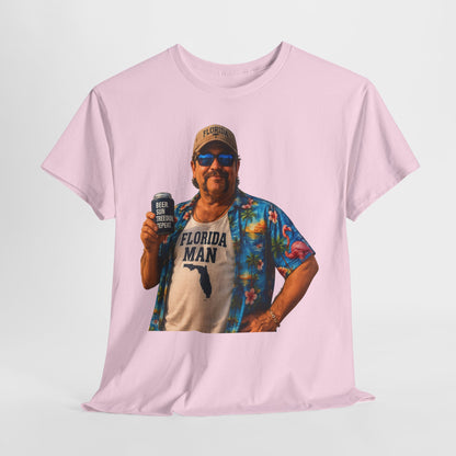 Florida Man Graphic Tee — Funny Vacation Shirt with Hawaiian Shirt Design
