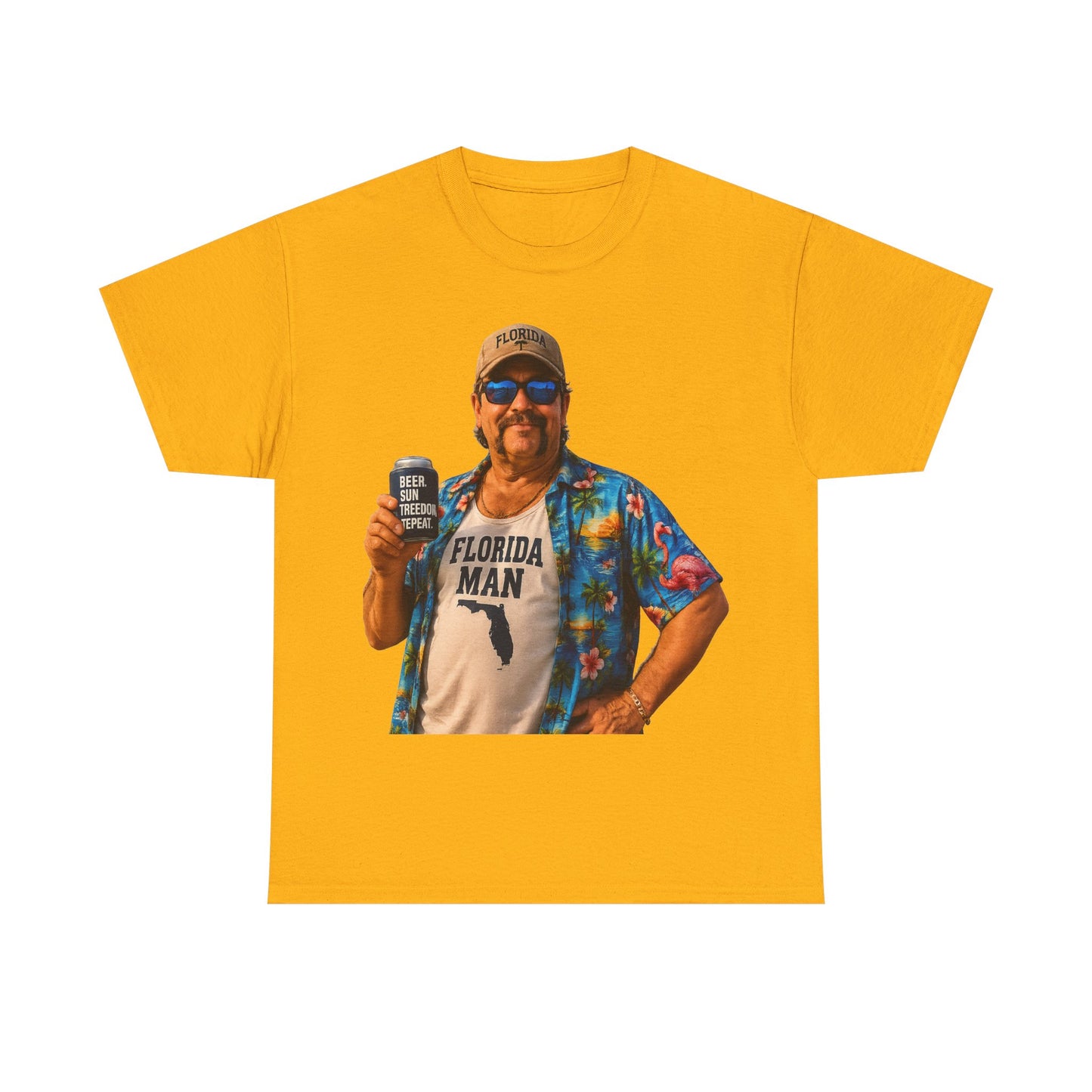 Florida Man Graphic Tee — Funny Vacation Shirt with Hawaiian Shirt Design