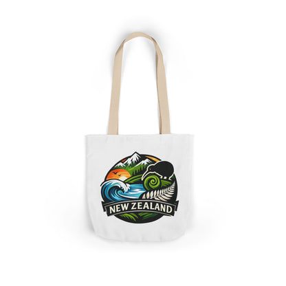 New Zealand Scenic Tote Bag — Kiwi, Mountains & Waves Canvas Tote