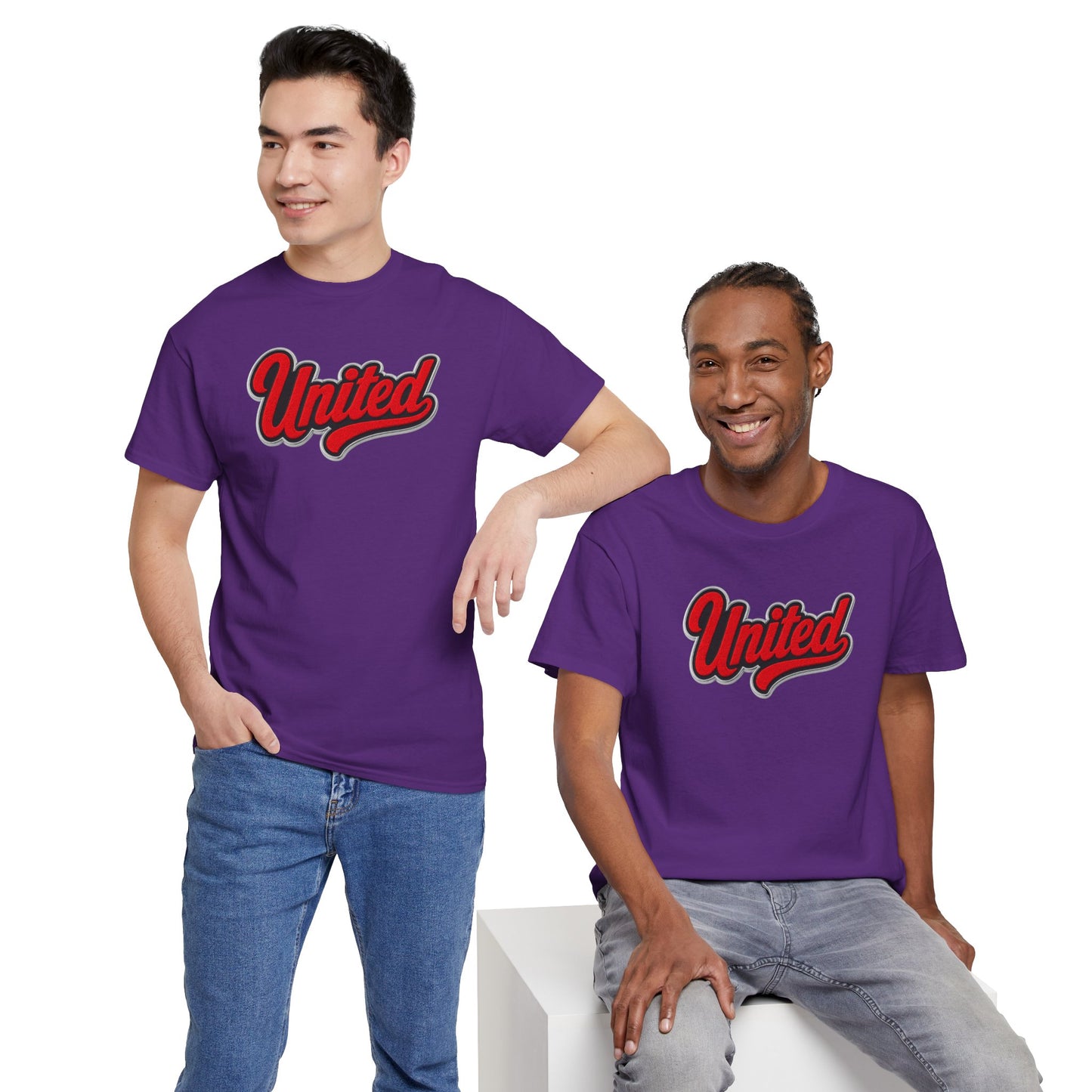 United Retro Script Tee — Vintage Red Logo T‑Shirt