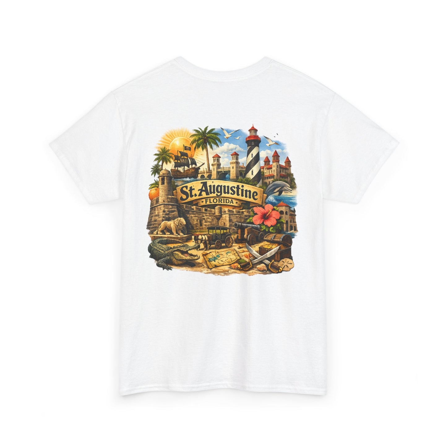 St. Augustine Florida Vintage Travel Tee — Retro Beach & Lighthouse Souvenir T-Shirt